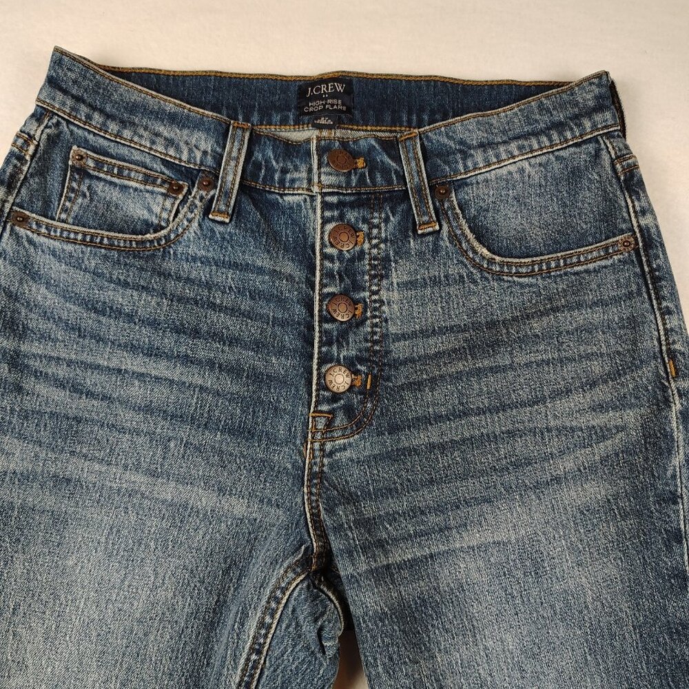 J.Crew High-Rise Crop Flare Jeans Womens sz 27 Button Fly Re- Imagined - Picture 3 of 11